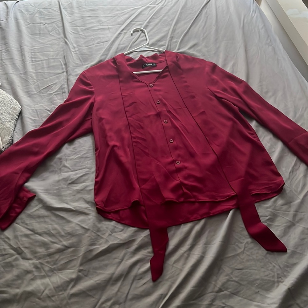 Maroon Button Down Blouse